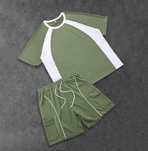 Conjunto de Camiseta y Pantalones Cortos de Algodón para Hombre, Estilo Casual, Ropa Deportiva para Gimnasio, Fitness, Jogging - Product Image 1