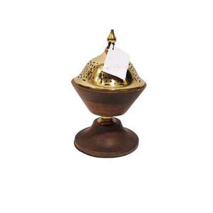 Modern Gold Plated Metal Body <b>Wooden</b> Top Sandalwood Incense Bakhoor Holder Religious <b>Burner</b> Oud Dispenser Home Hotel Fragrance - Product Image 5