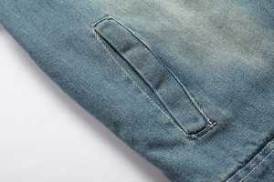 Veste en jean pour homme en matière douce, veste d'hiver, veste longue décontractée, couleur unie, coupe ajustée, veste en jean en coton pour homme - Product Image 5