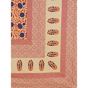 Orange <b>Floral</b> 240 TC 100% Cotton Super King Bedsheet Set with 2 Pillow Covers 3-Piece Comforter for Home Use (SHKV1107) - Product Image 5