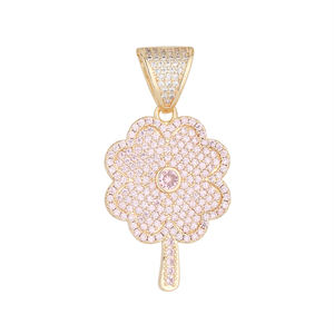 Colgante de moda de latón chapado en oro de 14K con circonita, diseño de perro pequeño estilo Hip Hop, para hombres y mujeres - Product Image 1