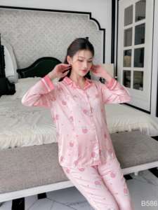 Ensembles de vêtements de maternité en soie française respirants et doux absorbant la transpiration avec fermeture pour l'allaitement B586 - Product Image 2