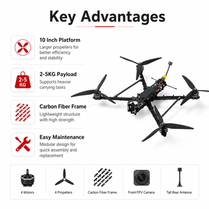 Dron FPV de 10 Pulgadas, Quadcopter con Marco de Fibra de Carbono, Motor sin Escobillas, Capacidad de Carga de 2.5 KG, OEM ODM - Product Image 5