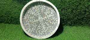 Bandeja con mango de madera con incrustaciones de madreperla, concha marina Natural, Ramadán Mubarak, postre y plato para servir dátiles, Eid Mubarak - Product Image 3