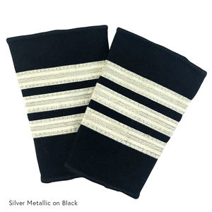 Épaulettes de pilote à trois barres, en nylon tressé doré sur noir, pour utilisation par les compagnies aériennes - Product Image 5