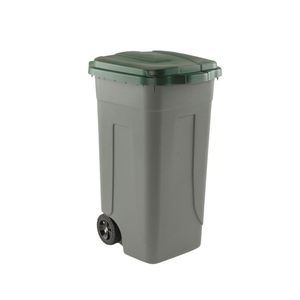 Cestino in plastica resistente da 80 litri con coperchio a Clip a 2 ruote 4 ganci per sacchetti - Product Image 1