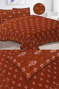 Pure Cotton <b>Super</b> <b>King</b> Size Bedsheets 100% Handmade 100% Cotton Double Bedsheet with 2 Zipper <b>Pillow</b> Set - Product Image 2