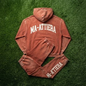 Conjunto de Sudadera con Capucha y Pantalones Deportivos para Hombre, Estilo Vintage, Color Marrón Oxidado, Algodón y Felpa, Ropa Deportiva Urbana, Venta al Por Mayor OEM - Product Image 6