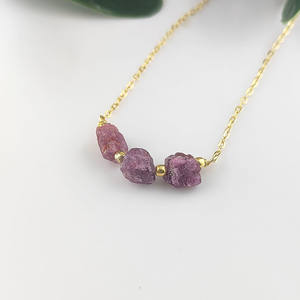 <b>Birthstone</b> Statement <b>Necklace</b> Ruby Gemstone Chain <b>Necklace</b> Jewelry Wedding Jewelry For Bulk - Product Image 4