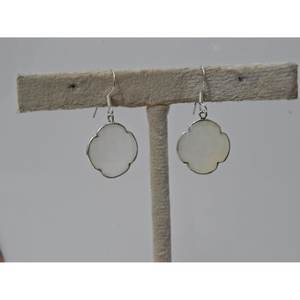 ต่างหูแฟชั่นสีเงินสเตอร์ลิง925พร้อมพลอยสีขาวมูนสโตนสำหรับ E0438-GS นางแบบ - Product Image 4