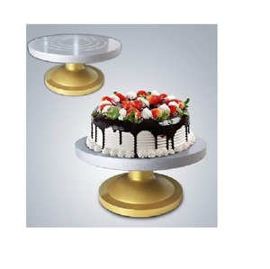 <b>Weddings</b> Party Eco-Friendly Luxurious Style Nickel Plated Round Metal <b>Cake</b> Serving Stand RABEH Brand at Low Price - Product Image 2