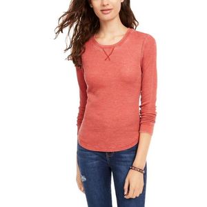 Top Casual da Ragazza Ultra Flirt con Scollo Rotondo in Maglia Waffle Marrone Taglia Media-Lunga con Ricamo e Bottoni a Righe per la Primavera - Product Image 1