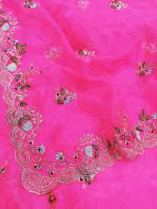 Lentejuelas bordadas de seda de Organza pesada de calidad superior, trabajo cortado con Cancan y Canvas Patta, el sari Lehenga Choli más Popular - Product Image 4