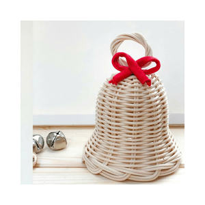 Adorno de árbol de campana de ratán rústico, caja de regalo de campana de ratán de mimbre DIY para decoración de fiesta en casa de Navidad conmovedora resplandor mágico de vacaciones - Product Image 6