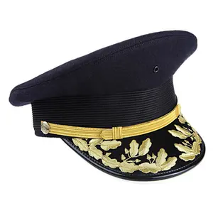 热卖定制便宜高品质官员遮阳帽金线刺绣啄来样定做制服帽子商家遮阳帽