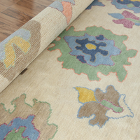 Tapis Oushak en laine noué à la main de qualité supérieure, écologique, antidérapant, lavable, moderne, à poils bouclés, couleur unie, doux et confortable en coton