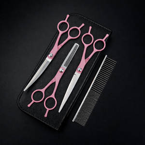 Luxury 5-Piece <b>Pet</b> Grooming Kit Stainless Steel Scissors Nail <b>Clipper</b> Comb & Case with Purple Handles - Product Image 4