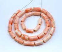 Perles en forme de tube lisse de corail japonais peau d'ange rose naturel perles de pierres précieuses de corail japonais 16 pouces