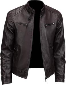 Veste en cuir pour homme tendance, idéale pour l'hiver, grande taille, motif uni, imperméable, respirante, prix raisonnable - Product Image 2