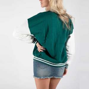 Chaqueta universitaria para mujer, abrigo de béisbol con letras, bordado personalizado, estilo universitario de gran tamaño, ropa de calle de moda, suministro OEM - Product Image 2