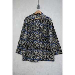 ชุดนอนผ้าฝ้ายลายดอกไม้สำหรับผู้หญิง ชุดนอนพิมพ์ลายด้วยมือ เนื้อผ้านุ่ม ระบายอากาศ แห้งเร็ว สบายๆ หรูหรา - Product Image 6