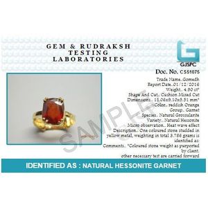 NOVAMART Fine Certified Natural Hessonite Garnet (Gomed) 3.25 12.25 Ratti Astrological Gemstone <b>Ring</b> <b>Adjustable</b> Panchdhatu Prong - Product Image 4