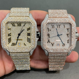 Montre intelligente à quartz moderne de luxe unisexe 41 mm Cadran serti de diamants Bracelet en acier inoxydable Style élégant 'Iced Out' Disponible en gros - Product Image 1