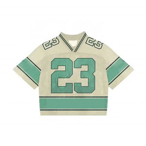 Camiseta de fútbol americano para hombre, uniforme de fútbol de manga corta con cuello en V y malla de punto de gran tamaño - Product Image 3