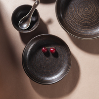 YAYU – Assiettes profondes en porcelaine chinoise, forme irrégulière, style japonais, noires, pour hôtels et restaurants – Vente en gros directe usine