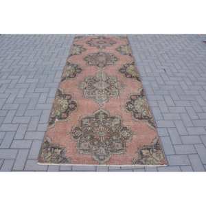 Tapis en laine turque vintage 36x93ft Orange & Vert Patchwork Tapis de salon tissé à plat avec support en latex pour décorations - Product Image 1