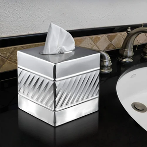 Caja de almacenamiento de servilletas de metal galvanizado, cubierta de pañuelos y soporte para servilletas faciales para eventos de boda - Product Image 2