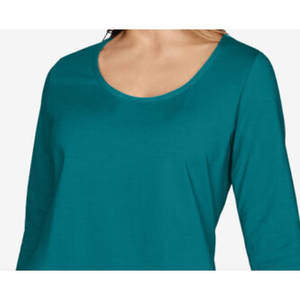 Top casual da donna Karen Scott con scollo rotondo, taglia XX-Large, colore verde acqua - Product Image 2