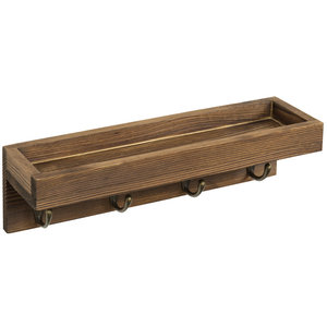 Ferme rustique en bois mur porte-clés étagère 5 crochets en métal multifonction personnalisable entrée stockage organisateur maison mur - Product Image 5