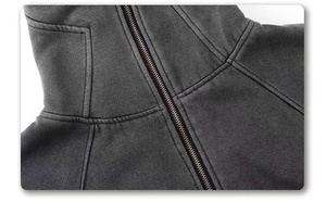 เสื้อสเวตเตอร์แบบมีฮู้ดเปิดไหล่แนววินเทจแบบมีซิปรูดซิปหน้าสำหรับล้างกรดนินจาแบบกำหนดเอง - Product Image 4