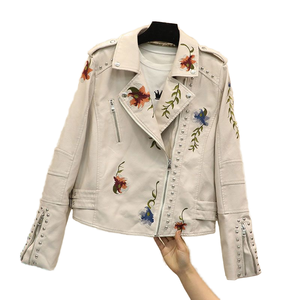 Chaqueta de Invierno de PU con Bordado Floral para Mujer, Diseño Único, Corte Regular, Secado Rápido, Transpirable y Moderna - Product Image 1