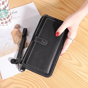 Porte-monnaie multifonctionnel de couleur unie avec carte ouverte Pochette pour femmes Nouveau logo personnalisé pour dames en cuir PU avec pompon mode long Portefeuille - Product Image 4