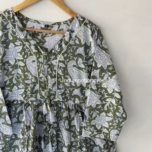 Vestido de Algodón con Estampado Paisley para Mujer, Estilo Dulce, Blusón para Bodas, Cintura Natural, Lavable, Suministro al por Mayor - Product Image 5