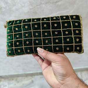 MS Handicraft Tropical Floral Glass Beaded Clutch Forma personalizada y color Fiesta mexicana con cadena cruzada - Product Image 3