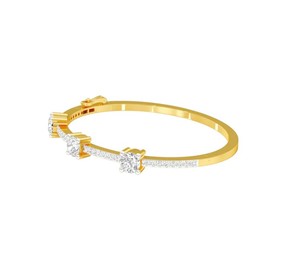 Brazalete de Oro de 14K con Tres Diamantes en Rosa/Blanco/Amarillo para Mujer, OEM - Product Image 6