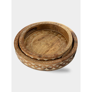 Vente en gros de plateaux de service en bois de forme ronde pour accessoires d'ustensiles de cuisine - Product Image 2