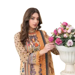 Alta calidad shalwar kameez calidad de exportación pakistaní shalwar kameez damas pakistaní algodón/césped trajes bordados