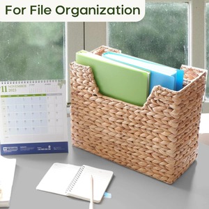 Handwoven Water Hyacinth Storage Bin & <b>Organizer</b> For <b>Files</b> Eco-Friendly Natural Home and Home Decor Wholesale from Vietnam - Product Image 5