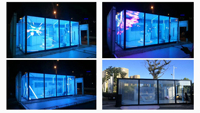 Écran LED flexible transparent pour publicité, écran LED transparent en verre de différentes formes pour l'intérieur