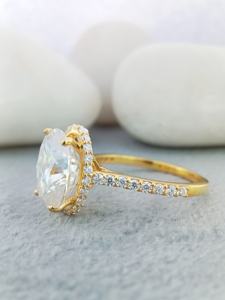 Bague de fiançailles et de mariage solitaire ovale en or blanc 14k/18k avec diamant de laboratoire 2 carats pour femme, certifiée, bijoux fins et tendance - Product Image 5