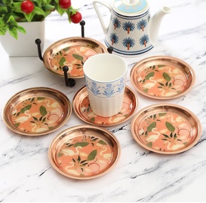 New Copper Filling Round <b>Coaster</b> for Cup & Glass Modern Design Lightweight Eco-Friendly Silver Gold Europe Style - Product Image 1