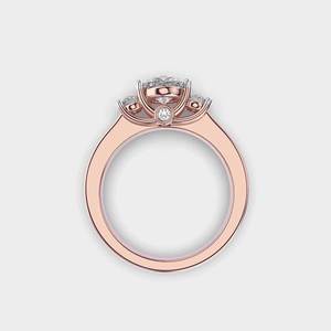 Anillo de Diamantes Cultivados en Laboratorio con Tres Piedras, Corte Redondo, Anillo de Compromiso y Boda, Oro Sólido de 14K con Baño de Rodio, Regalo de Joyería para Mujer - Product Image 2