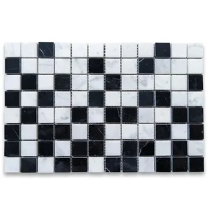 Nero Marquina C24B1XH สีดำพร้อมอุปกรณ์เสริมกระเบื้องโมเสคพิกเซลหินอ่อนสีขาว - Product Image 1