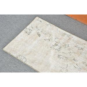 Petit tapis vintage 1,6x3,9 pieds, tapis turc en laine blanc style sud-ouest - Product Image 5
