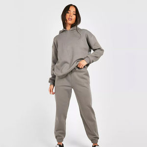 Chándal de gran tamaño con cremallera a la moda para mujer, chándal ligero de invierno, chándal de talla grande personalizado con hombros caídos - Product Image 1