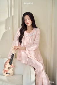 เสื้อคลุมนอนสำหรับคุณแม่ตั้งครรภ์ รุ่น B2 MUM B834 แขนยาว คอระบาย แต่งขอบลูกไม้ ระบายอากาศได้ดี ผ้าลินินผสมสแปนเด็กซ์/โพลีเอสเตอร์ ยืดหยุ่น เป็นมิตรกับสิ่งแวดล้อม - Product Image 4